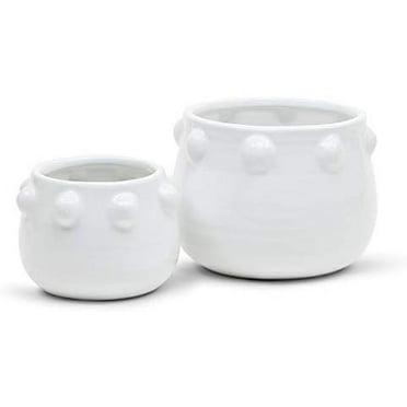 WGV Ceramic Bowl Vase, 5.2"x3.8"H, 6.5"x5"H, Knob Pot, Bright Clean White Planter Centerpiece for Wedding Event Office Home Decor, Set of 2 Vases