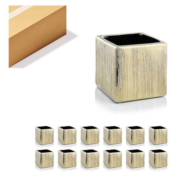 WGV Ceramic Cube Vase Bulk Width 4" Height 4" (Fits 3" Pot) Modern Block Square Floral Planter Terrarium Container Table Dresser for Event Accent Home Office Decor Textured 12 Pieces