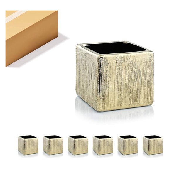WGV Ceramic Cube Vase Bulk Width 6.5" Height 6" (Fits 6" Pot) Modern Block Square Floral Planter Terrarium Container Table Dresser for Event Accent Home Office Decor Textured 6 Pieces