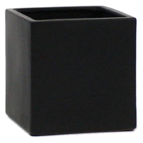 WGV Ceramic Cube Vase Width 3" Height 3" (Fits 2.5" Pot) Modern Small Square Floral Planter Terrarium Container Table Dresser for Event Accent Home Office Decor Black 1 Piece