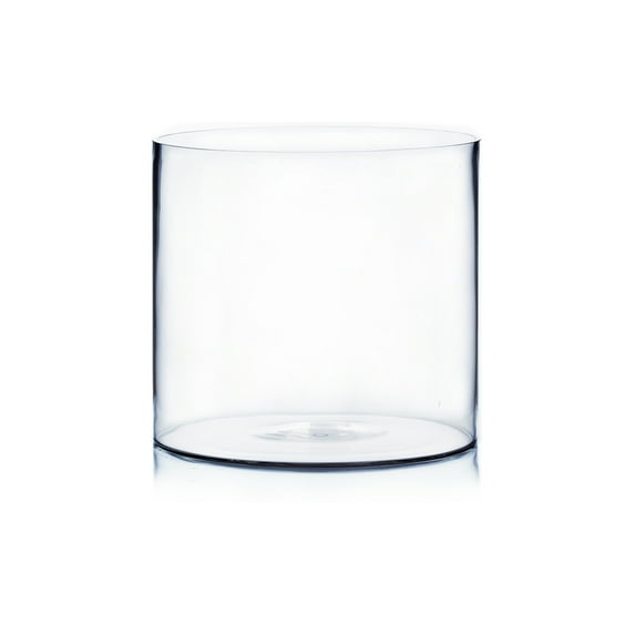 WGV Clear Cylinder Glass Vase - 10" Wide x 10" Height, Good quality, Heavy Weighted Base - 1 Pc