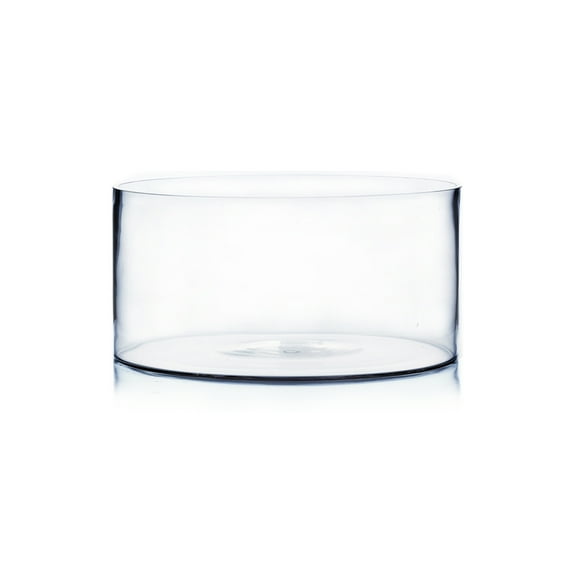 WGV Clear Cylinder Glass Vase - 12" Wide x 6" Height, Good quality, Heavy Weighted Base - 1 Pc