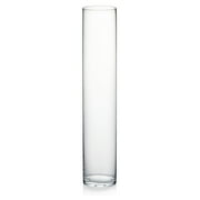 WGV Clear Cylinder Glass Vase 3" Wide x 16" Height, Good quality, Heavy Weighted Base - 1 Pc
