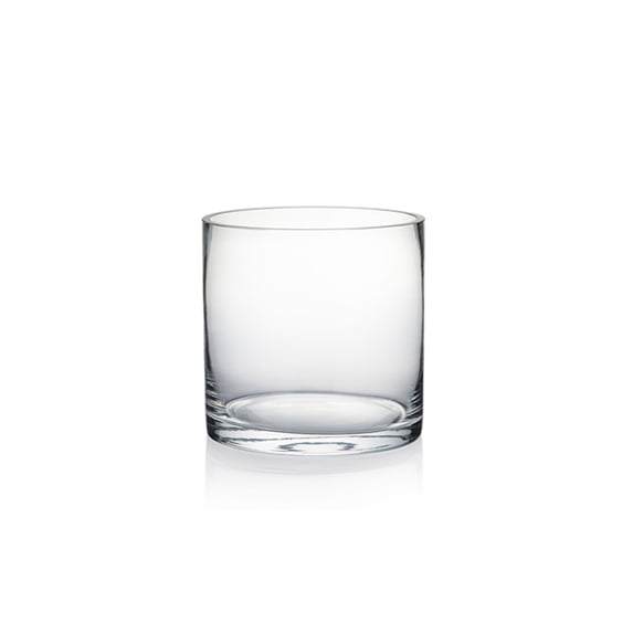 WGV Clear Cylinder Glass Vase - 5" Wide x 5" Height, Good quality, Heavy Weighted Base - 1 Pc