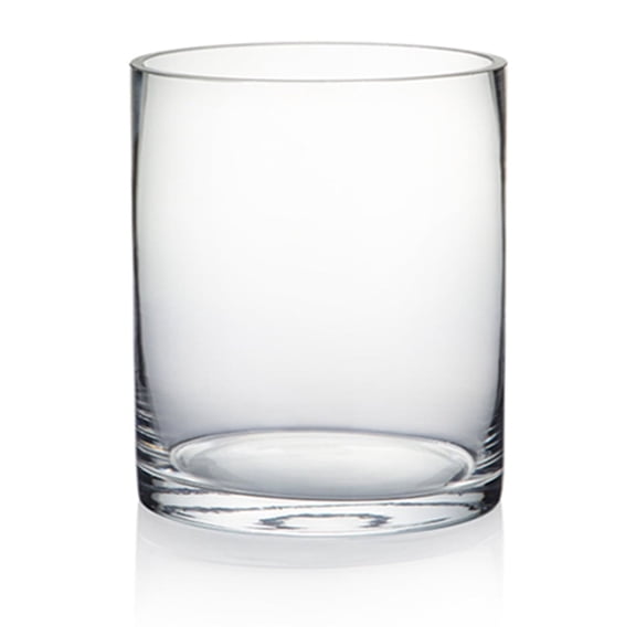 WGV Clear Cylinder Glass Vase - 5" Wide x 6" Height, Good quality, Heavy Weighted Base - 1 Pc