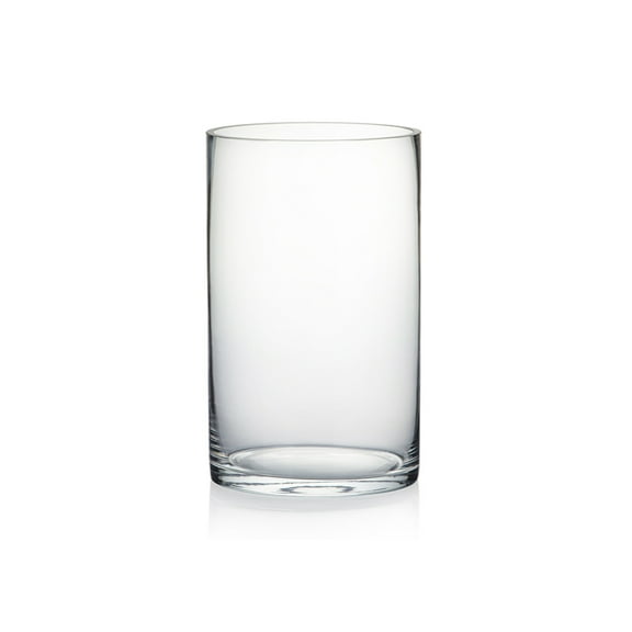 WGV Clear Cylinder Glass Vase - 6" Wide x 10" Height, Good quality, Heavy Weighted Base - 1 Pc