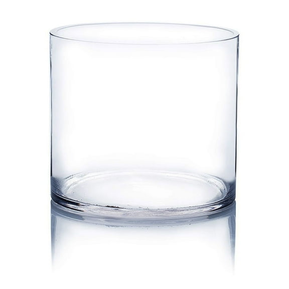 WGV Clear Cylinder Glass Vase - 6" Wide x 6" Height, Good quality, Heavy Weighted Base - 1 Pc