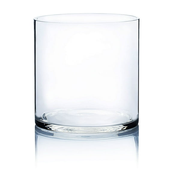 WGV Clear Cylinder Glass Vase - 7" Wide x 7" Height, Good quality, Heavy Weighted Base - 1 Pc