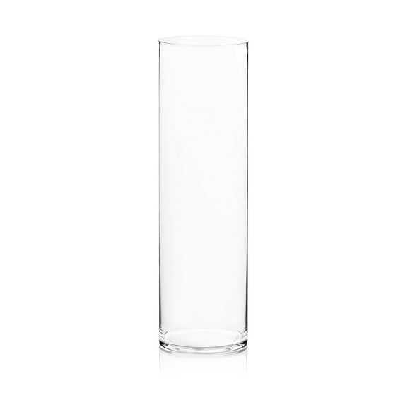 WGV Clear Cylinder Glass Vase - 8" Wide x 28" Height, Good quality, Heavy Weighted Base - 1 Pc