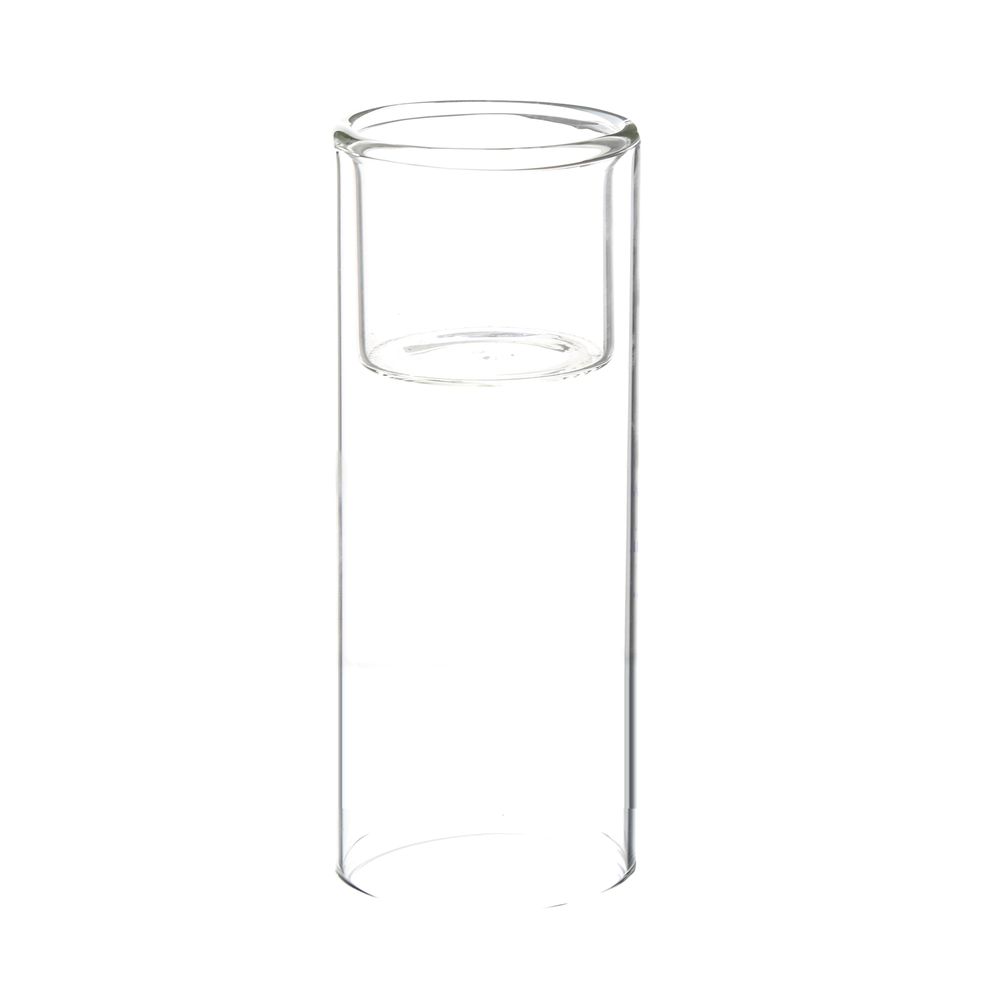 Clear Polished Glass Cylinder Tabletop Votive Candle Holder