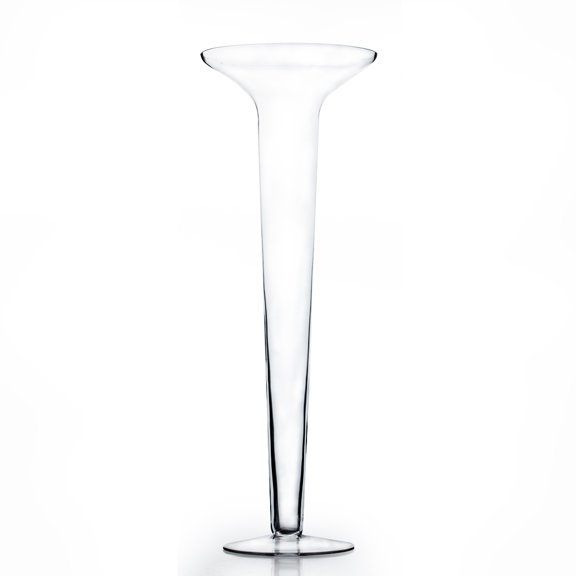 WGV Clear Extra Large Flared Lip Trumpet Vase - 4" Wide x 24" Height, Good quality, Heavy Weighted Base - 1 Pc