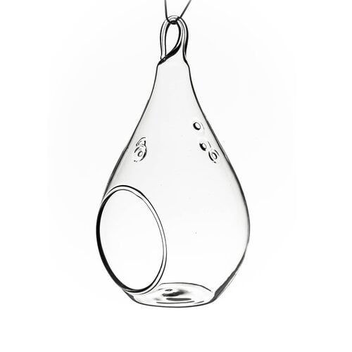 WGV Clear Hanging Pear Glass Terrarium / Candle Holder - 3" Wide x 5.5" Height, Good quality Terrarium - 1 Pc