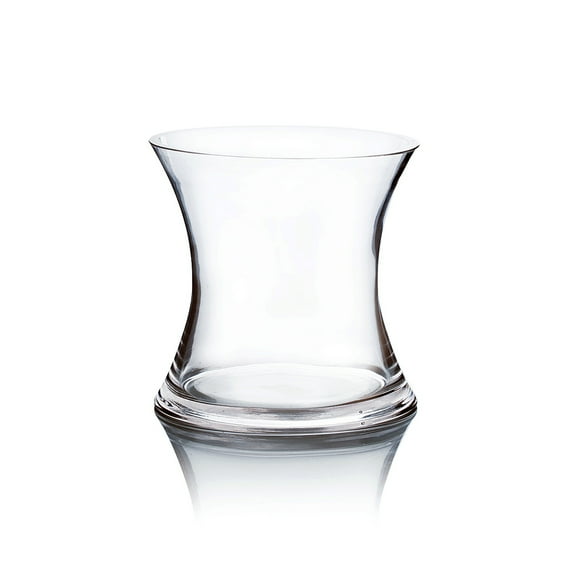 WGV Clear Large Hurricane Concaved Gathering Vase - 7" Wide x 7" Height, Good quality, Heavy Weighted Base - 1 Pc
