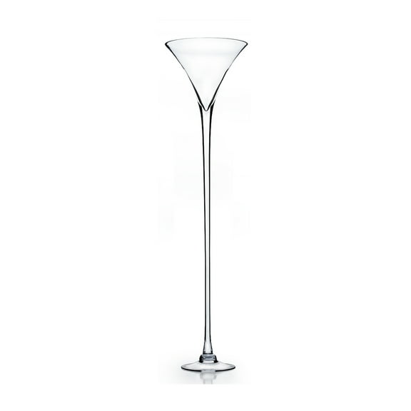 WGV Clear Martini Glass Vase - 12" Wide x 47" Height, Good quality, Heavy Weighted Base - 1 Pc