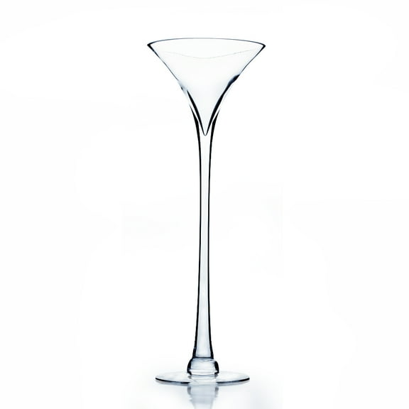 WGV Clear Martini Glass Vase - 7" Wide x 20" Height, Good quality, Heavy Weighted Base - 1 Pc