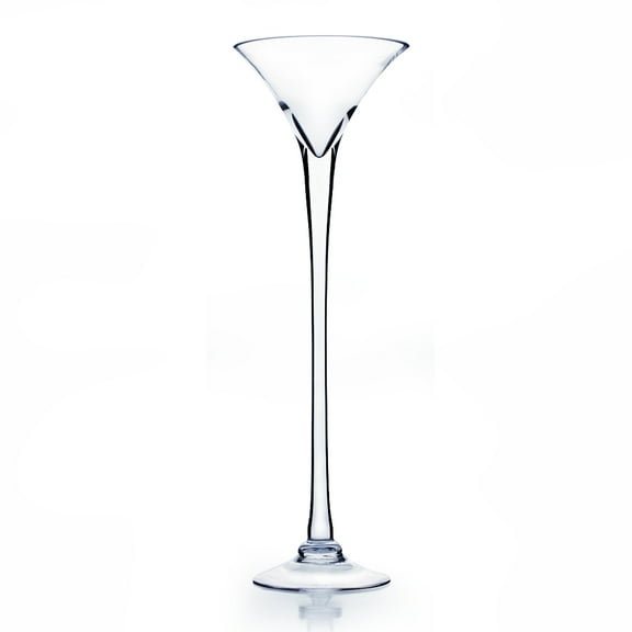 WGV Clear Martini Glass Vase - 8" Wide x 24" Height, Good quality, Heavy Weighted Base - 1 Pc
