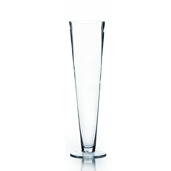 WGV Clear Pilsner Glass Trumpet Vase - 4" Wide x 16" Height, Good quality, Heavy Weighted Base - 1 Pc