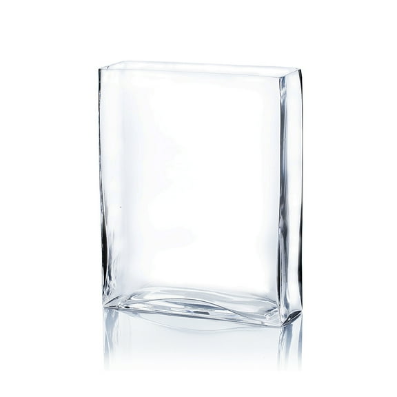 WGV Clear Rectangular Glass Block Vase - 2" Wide x 10" Height, Good quality, Heavy Weighted Base - 1 Pc