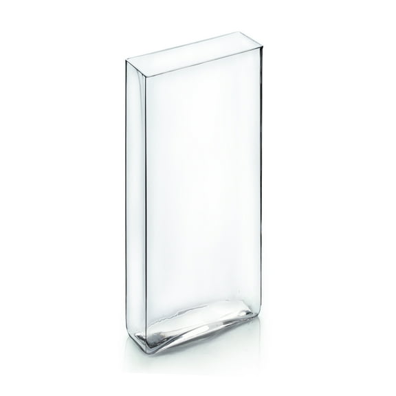 WGV Clear Rectangular Glass Block Vase- 8" Long x 18" Height, Good quality, Heavy Weighted Base - 1 Pc