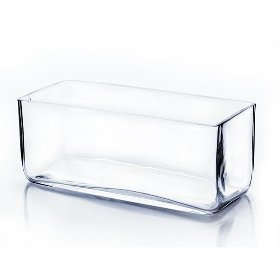 WGV Clear Rectangular Glass Planter Box Vase - 4" Wide x 10" Height, Good quality, Heavy Weighted Base - 1 Pc