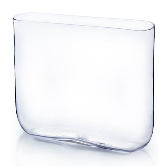 WGV Clear Rounded Corner Rectangular Glass Block Vase - 4" Wide x 10" Height, Good quality, Heavy Weighted Base - 1 Pc