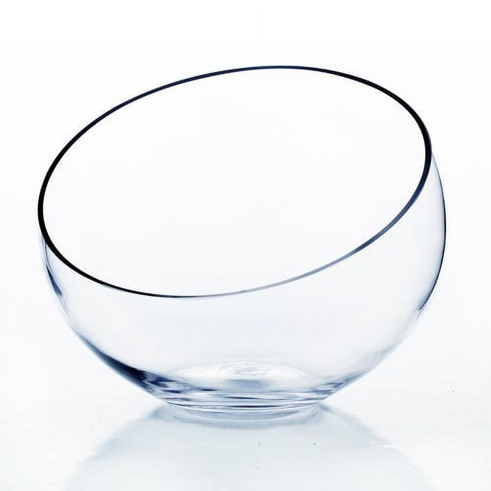 Clear Glass Slant Cut Decorative Bowl Vase, 11-inch