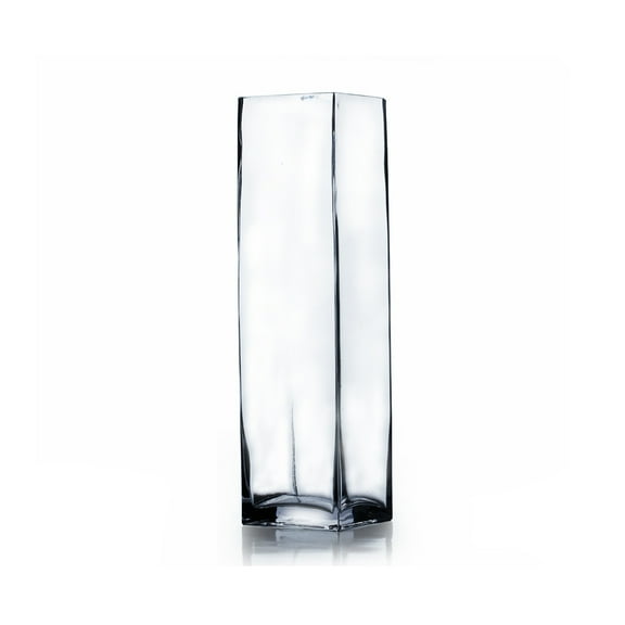 WGV Clear Square Glass Block Vase - 2" Wide x 8" Height, Good quality, Heavy Weighted Base - 1 Pc