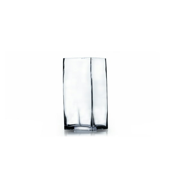 WGV Clear Square Glass Block Vase - 4" Wide x 6" Height, Good quality, Heavy Weighted Base - 1 Pc