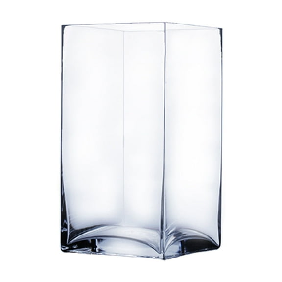 WGV Clear Square Glass Block Vase - 6" Wide x 12" Height, Good quality, Heavy Weighted Base - 1 Pc