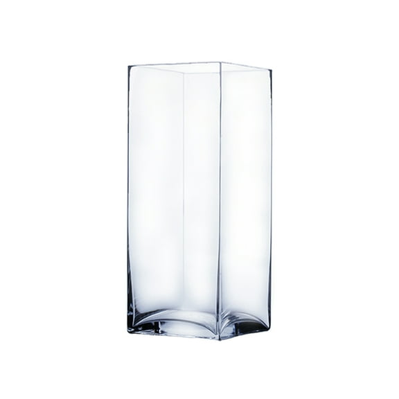 WGV Clear Square Glass Block Vase - 6" Wide x 16" Height, Good quality, Heavy Weighted Base - 1 Pc