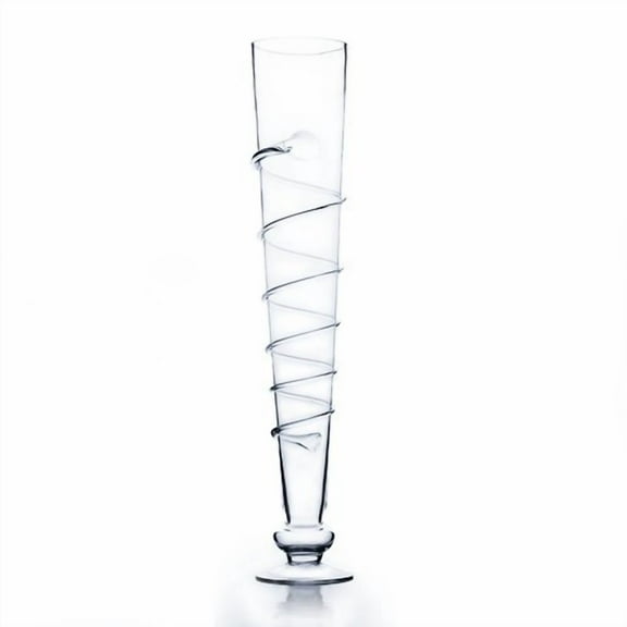 WGV Clear Swirly Pilsner Glass Trumpet Vase - 4" Wide x 24" Height, Good quality, Heavy Weighted Base - 1 Pc