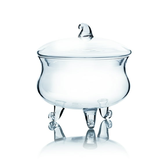 WGV Clear Witches Cauldron Apothecary / Candy Buffet Jar With Lid - 8" Wide x 8.5" Height, Good quality, Heavy Weighted Base - 1 Pc