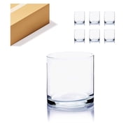 WGV Cylinder Vase Bulk, 4" W x 4" H, Floral Container, Glass Candle Holder Centerpiece Planter Terrarium for Wedding Party Event, Home Office Decor, Clear, 6 Pieces