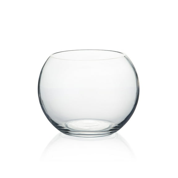 WGV Everyday Clear Glass Bubble Bowl Vase - 6" Wide x 4.5" Height, Good quality, Heavy Weighted Base - 1 Pc