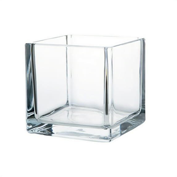 WGV Everyday Clear Glass Floral Cube Vase / Candle Holder - 6" Wide x 6" Height, Good quality, Heavy Weighted Base - 1 Pc