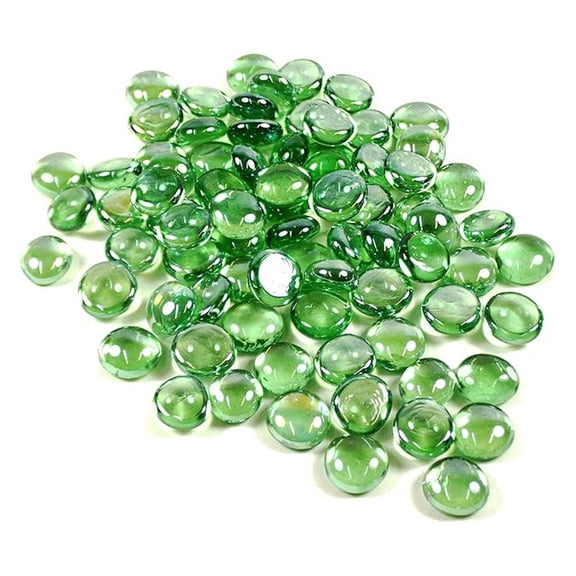 WGV Flat , Pebbles, Glass Gems for Vase Fillers, Wedding, Decoration, Crystal Rocks, Green (20 Pounds, Approx 2000 pcs)