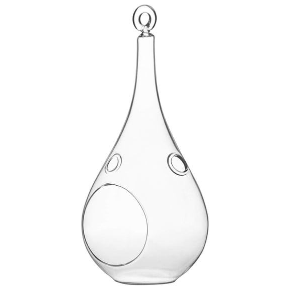 WGV Glass Hanging Plant Terrarium, Width 4", Height 9.25", Teardrop DIY Air Planter Clear Tea Light Votive Candle Holder, Wedding Event Office Home Outdoor Decor, 1 Piece