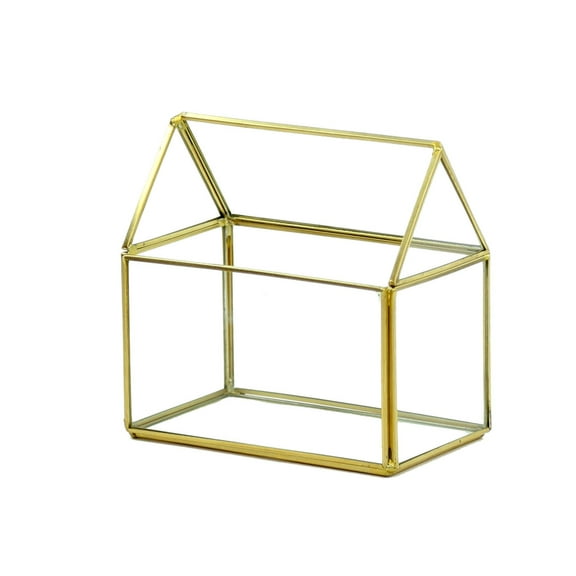 WGV Gold House Geometric Glass Terrarium - 3.5" Wide x 6" Height, Good quality Terrarium - 1 Pc