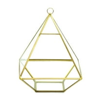 WGV Gold Raised Pyramid Geometric Glass Terrarium - 6" Wide x 8" Height, Good quality Terrarium - 1 Pc