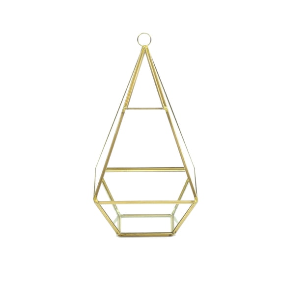WGV Gold Raised Pyramid Geometric Terrarium - 5" Wide x 9.5" Height, Good quality Terrarium - 1 Pc