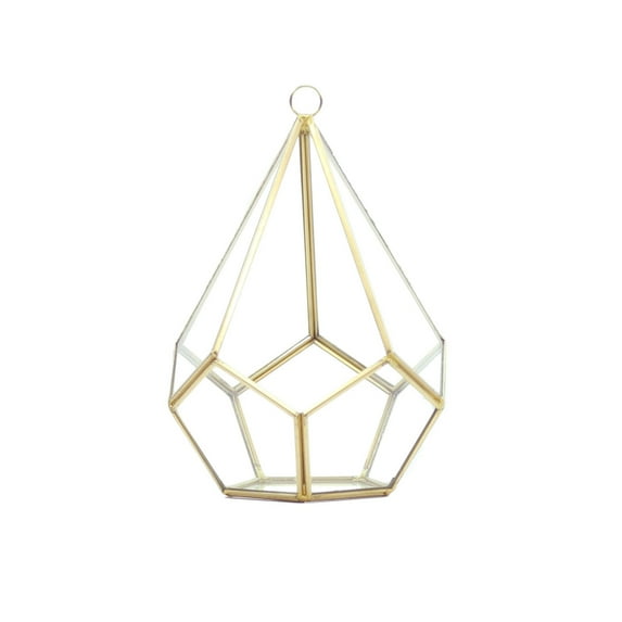 WGV Gold Tear Drop Geometric Terrarium - 5.5" Wide x 8" Height, Good quality Terrarium - 1 Pc