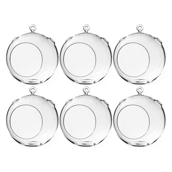 WGV Hanging Terrarium Globe, Width 7", Height 8", DIY Air Planter, Clear Glass Vase Orb with Flat Bottom, Candle Holder Outdoor Garden Decor, 6 Pieces