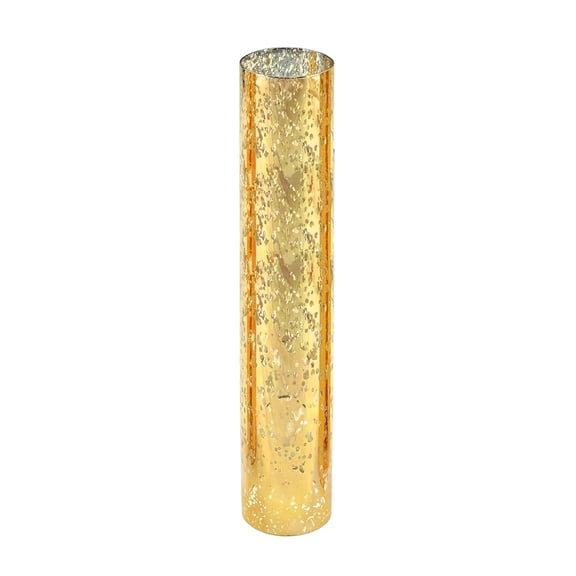 WGV International Decorative Glass Cylinder Hurricane Chimney Tube, 1 Piece 2.5"W x 14"H - Gold