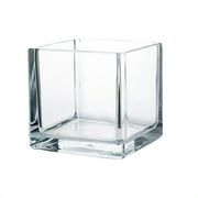 WGV International Machined Clear Glass Square Cube Vase, Candle Holder, 1 Piece 6" x 6" x 6"