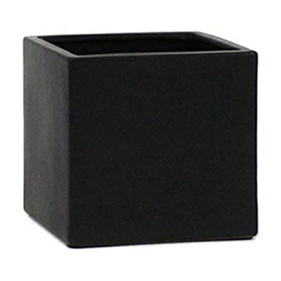 WGV Ceramic Cube Vase Width 5.5" Height 5" (Fits 5" Pot) Elegant Modern Block Square Floral Planter Terrarium Container Table Dresser for Event Accent Home Office Decor Black 1 Piece