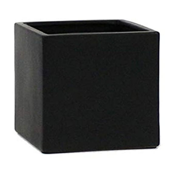 WGV Ceramic Cube Vase Width 5.5" Height 5" (Fits 5" Pot) Elegant Modern Block Square Floral Planter Terrarium Container Table Dresser for Event Accent Home Office Decor Black 1 Piece