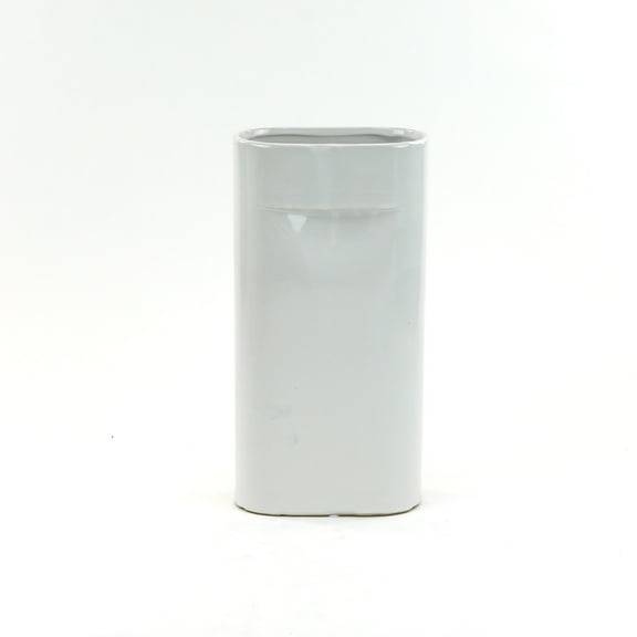 WGV Large White Tall Flat Portfolio Vase- 6" Wide x 11.4" Height, Good quality, Heavy Weighted Base - 1 Pc
