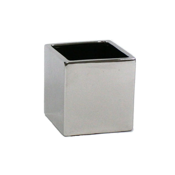 WGV Silver Square Cube - 4" Wide x 4" Height, Good quality, Heavy Weighted Base - 1 Pc