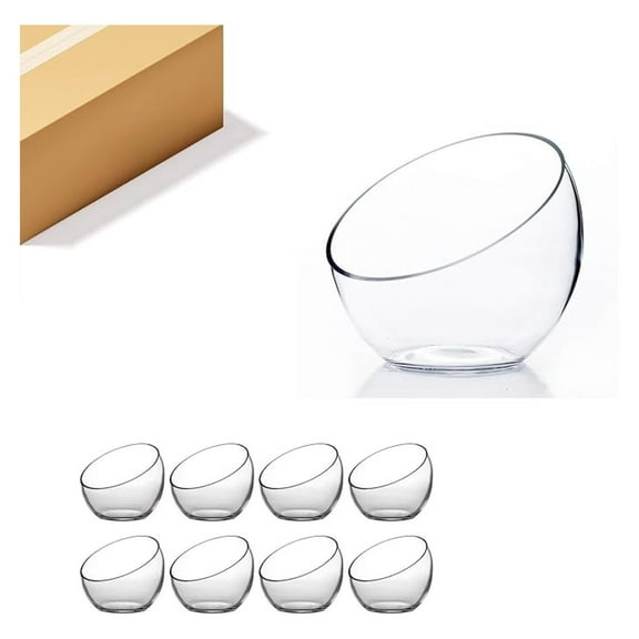 WGV Slant Cut Bowl Glass Vase Bulk, Width 7", Height 6", Clear Terrarium, Candy Dish, Fruit Jar, Floral Container for Wedding Party Event, Home Office Decor, 8 Pieces