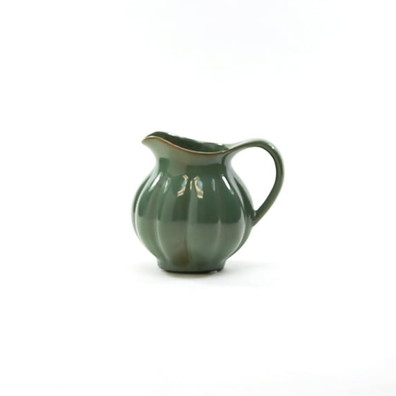 WGV Small Dark Green Ceramic Pitcher Pot Vase - 6" Wide x 5" Height, Good quality, Heavy Weighted Base - 1 Pc